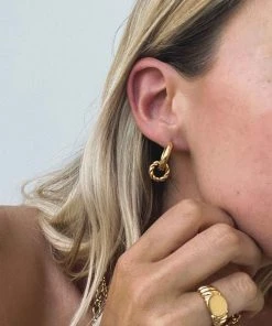 Astrid & Miyu Sale Rope Charm Hoops In Gold