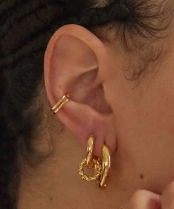 Astrid & Miyu Sale Rope Charm Hoops In Gold