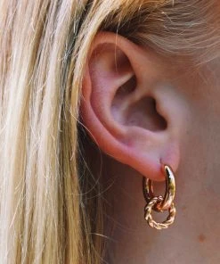 Astrid & Miyu Sale Rope Charm Hoops In Rose Gold