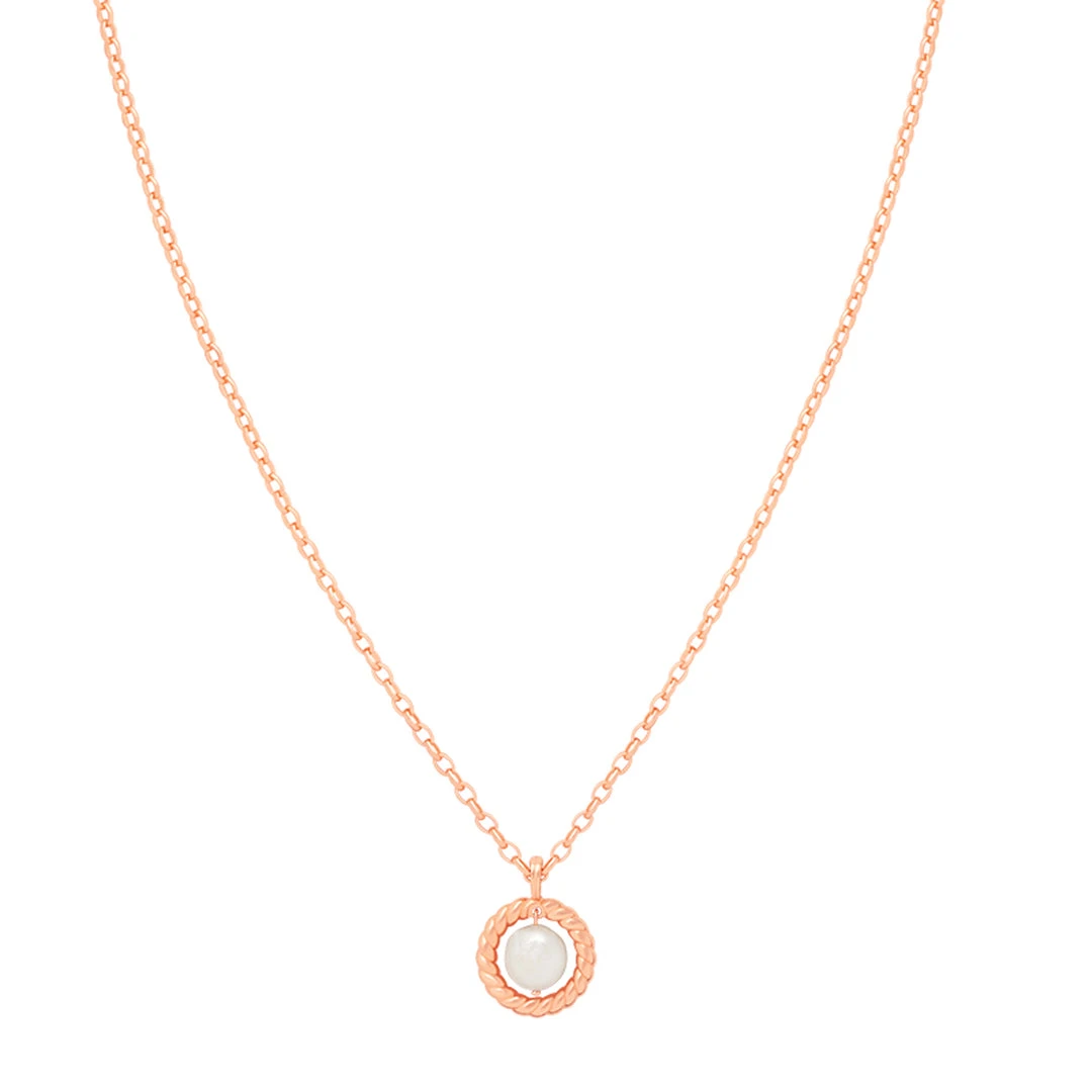 Astrid & Miyu Sale Rope & Pearl Pendant Necklace In Rose Gold 3 Astrid & Miyu Sale Rope & Pearl Pendant Necklace In Rose Gold