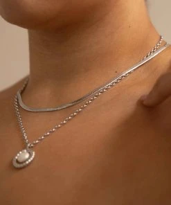 Astrid & Miyu Rope & Pearl Pendant Necklace In Silver