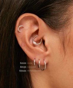 Astrid & Miyu Solid White Gold Simple Piercing Hoop