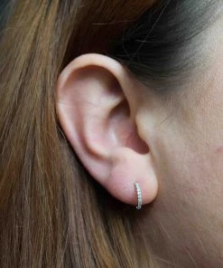 Astrid & Miyu Dia Base Hoops In Silver