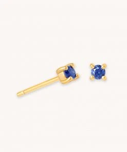Astrid & Miyu September Birthstone Stud Earrings In Gold With Sapphire CZ Birthstone Earrings