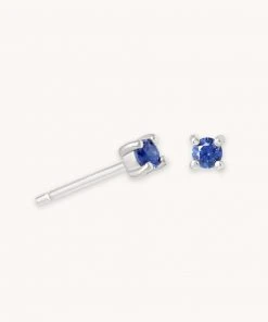 Astrid & Miyu September Birthstone Stud Earrings In Silver With Sapphire CZ Birthstone Earrings