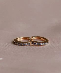 Astrid & Miyu Birthstone Earrings September Birthstone Huggies In Gold With Sapphire CZ