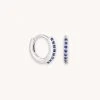 Astrid & Miyu Birthstone Earrings September Birthstone Huggies In Silver With Sapphire CZ