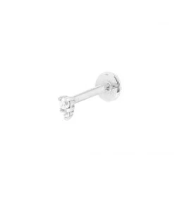 Astrid & Miyu Solid White Gold Stacked Crystal Piercing Stud