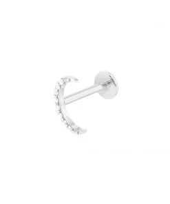 Astrid & Miyu Solid White Gold Diamond Moon Piercing Stud