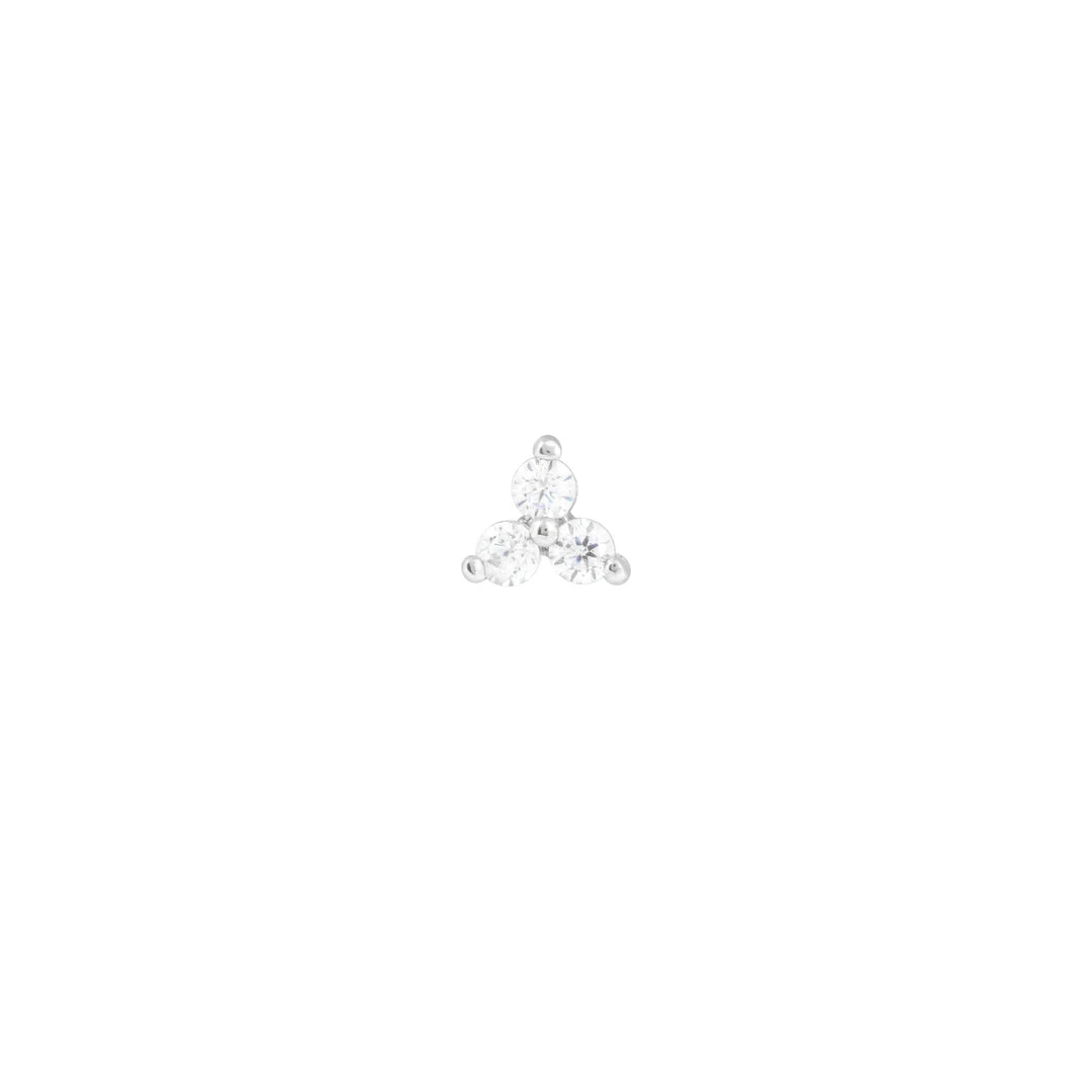 Astrid & Miyu Earrings Solid White Gold Triple Crystal Piercing Stud 5 Astrid & Miyu Earrings Solid White Gold Triple Crystal Piercing Stud