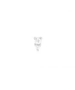 Astrid & Miyu Solid White Gold Stacked Crystal Piercing Stud