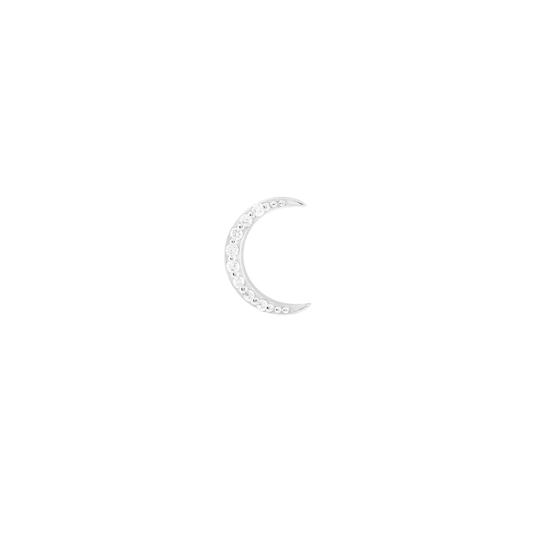 Astrid & Miyu Solid White Gold Diamond Moon Piercing Stud 5 Astrid & Miyu Solid White Gold Diamond Moon Piercing Stud