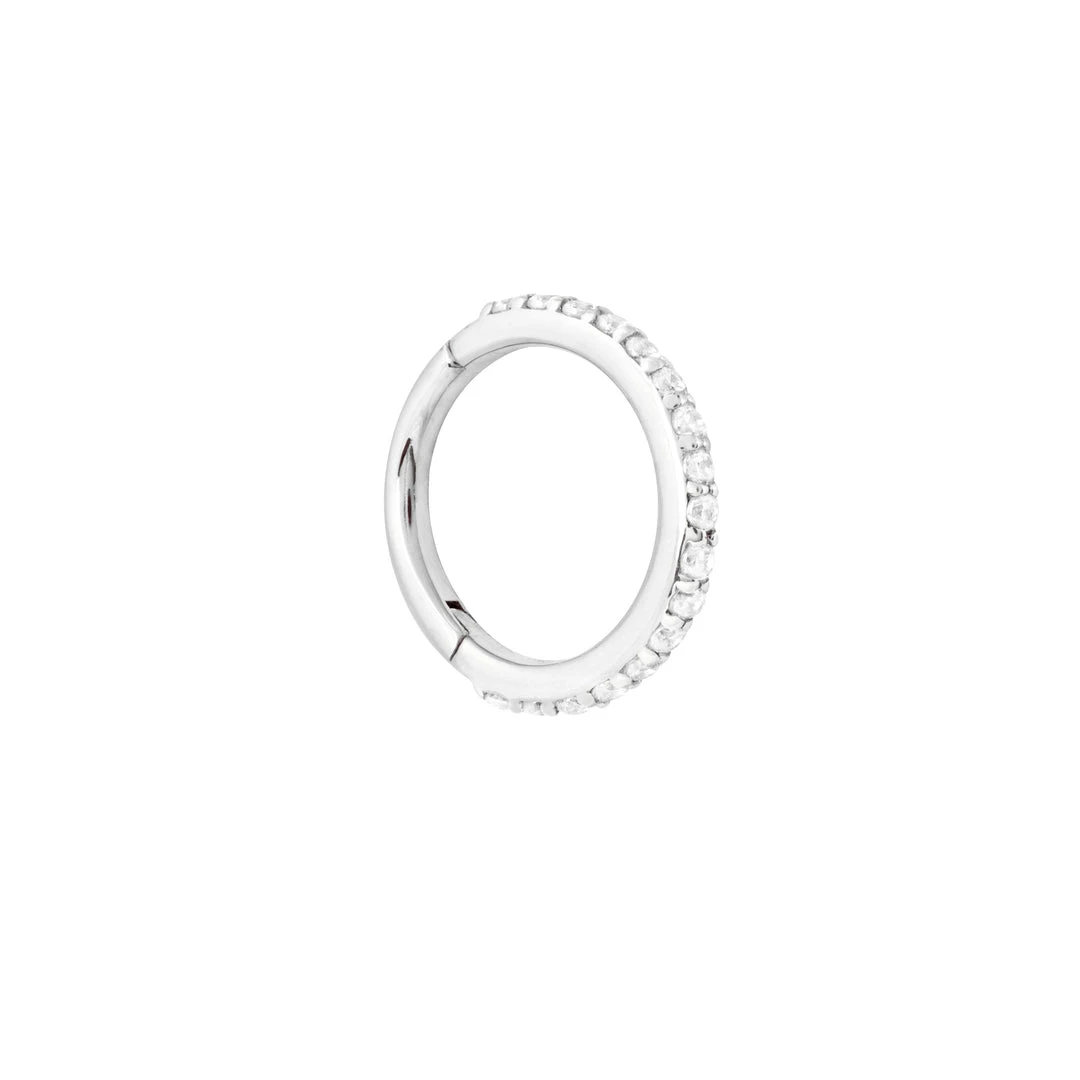 Astrid & Miyu Solid White Gold Crystal Piercing Hoop 3 Astrid & Miyu Solid White Gold Crystal Piercing Hoop