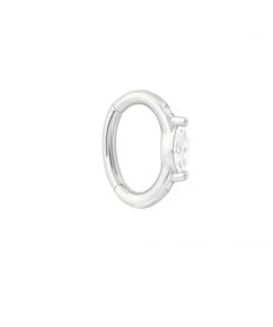 Astrid & Miyu Earrings Solid White Gold Marquise Rook Hoop