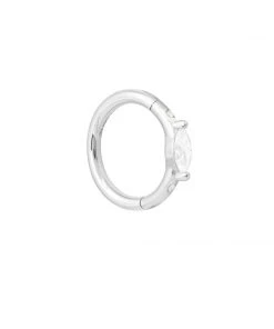 Astrid & Miyu Solid White Gold Marquise Piercing Hoop