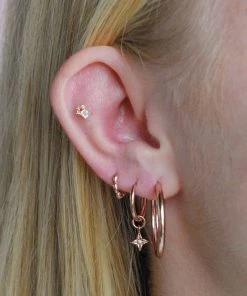 Astrid & Miyu Earrings Simple Hinge Large Hoops In Rose Gold