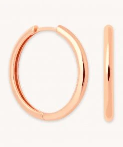 Astrid & Miyu Earrings Simple Hinge Large Hoops In Rose Gold