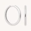 Astrid & Miyu Simple Hinge Large Hoops In Silver Earrings