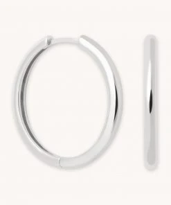Astrid & Miyu Simple Hinge Large Hoops In Silver Earrings
