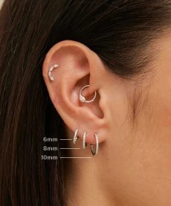 Astrid & Miyu Solid White Gold Crystal Piercing Hoop 12 Astrid & Miyu Solid White Gold Crystal Piercing Hoop