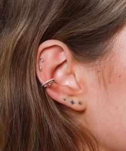 Astrid & Miyu Small Ball Stud Earrings In Solid White Gold