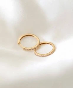 Astrid & Miyu Earrings Crystal Hinge Small Hoops In Gold