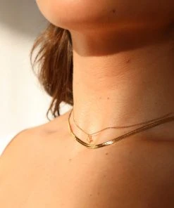 Astrid & Miyu Snake Chain Necklace In Gold Necklaces