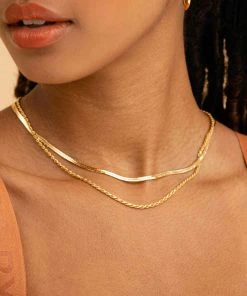 Astrid & Miyu Snake Chain Necklace In Gold Necklaces