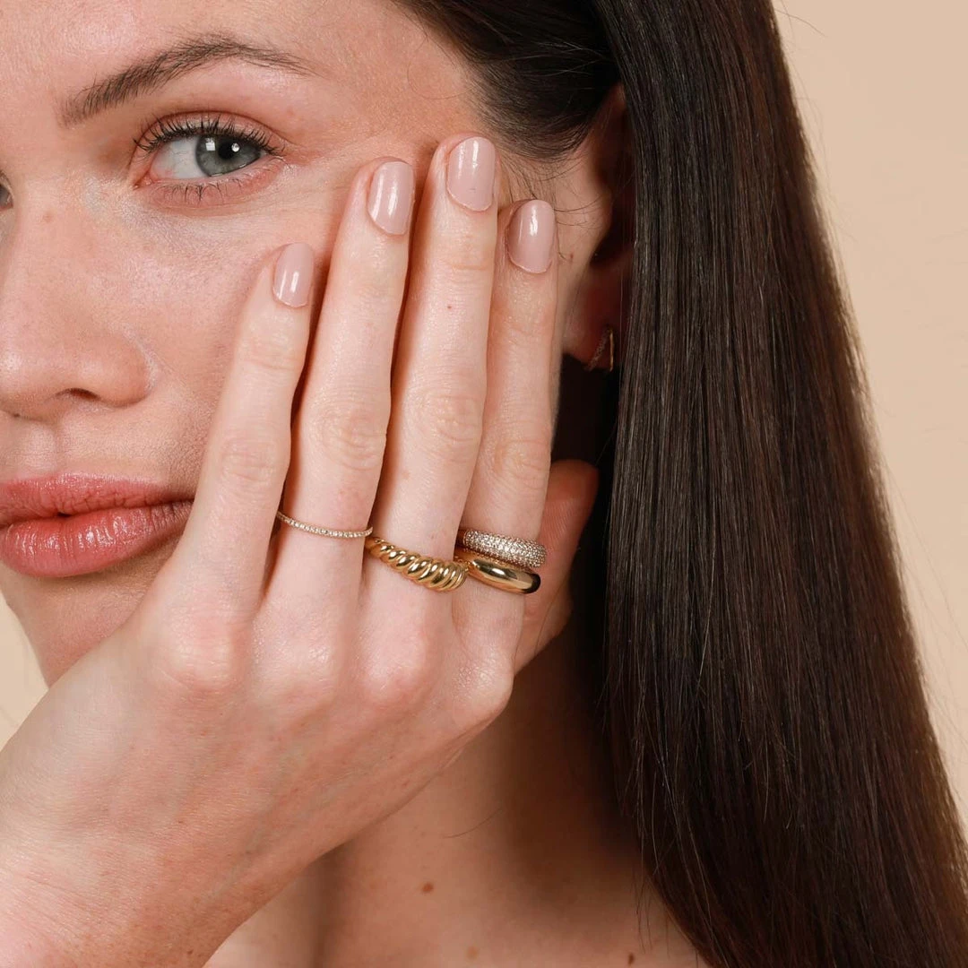 Astrid & Miyu Glimmer Pave Dome Ring In Gold 7 Astrid & Miyu Glimmer Pave Dome Ring In Gold