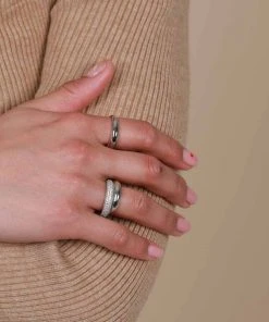 Astrid & Miyu Glimmer Pave Dome Ring In Silver Rings