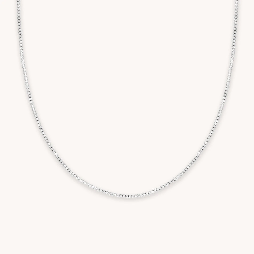 Astrid & Miyu Necklaces Tennis Chain Necklace In Silver 3 Astrid & Miyu Necklaces Tennis Chain Necklace In Silver