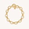 Astrid & Miyu Textured Oval Link T-Bar Bracelet In Gold