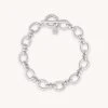 Astrid & Miyu Textured Oval Link T-Bar Bracelet In Silver