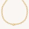Astrid & Miyu Necklaces Textured Oval Link T-Bar Necklace In Gold