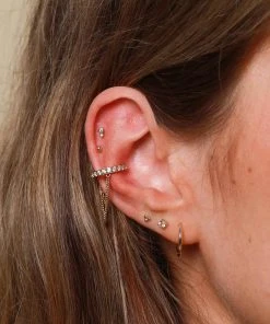 Astrid & Miyu Topaz Stud Earrings In Solid Gold