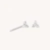 Astridandmiyu Triple Crystal Stud Earrings In Silver