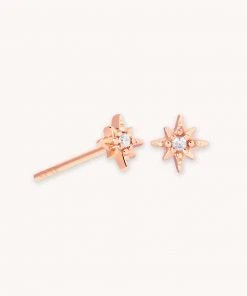 Astrid & Miyu Twilight Star Stud Earrings In Rose Gold