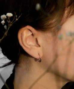 Astrid & Miyu Twisted Mini Hoops In Rose Gold Sale