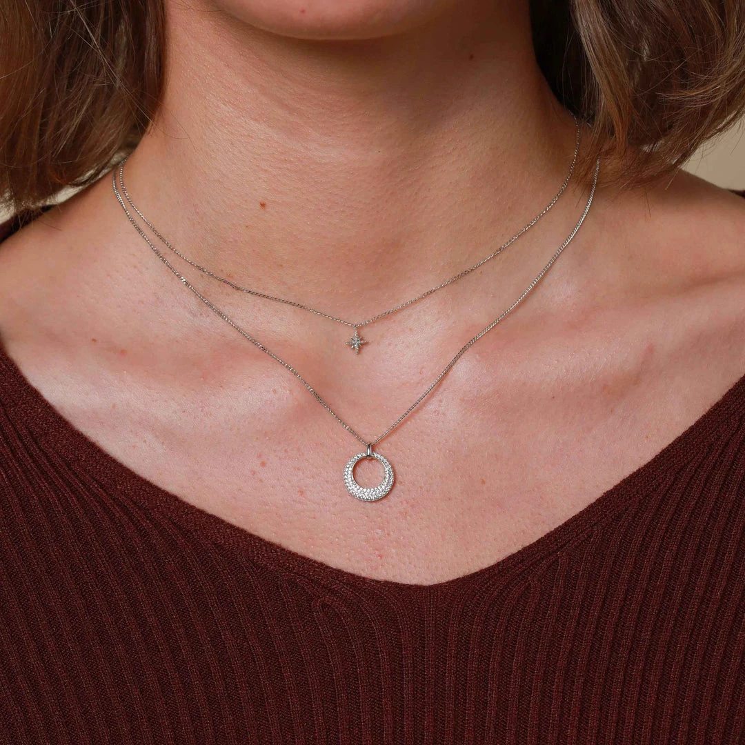 Astrid & Miyu Necklaces Twilight Pendant Necklace In Solid White Gold 6 Astrid & Miyu Necklaces Twilight Pendant Necklace In Solid White Gold