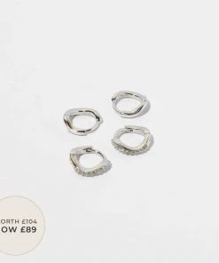 Astrid & Miyu Wave Stacking Set In Silver