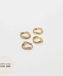 Astrid & Miyu Wave Stacking Set In Gold
