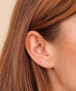 Astrid & Miyu Wave Piercing Stacking Set In Solid White Gold Earrings