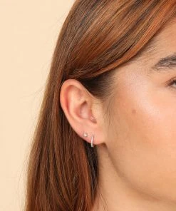 Astrid & Miyu Earrings White Topaz Stacking Set In Solid White Gold