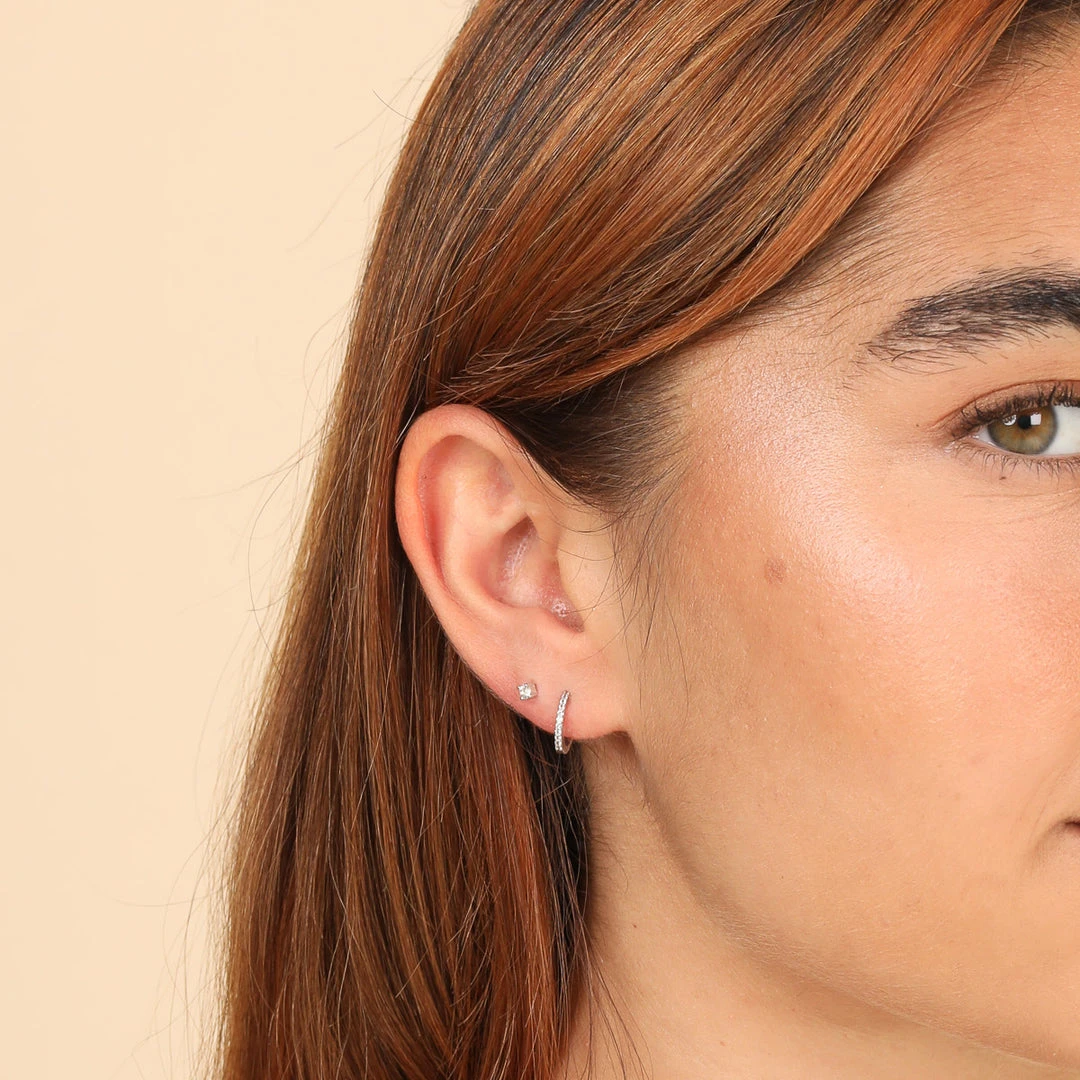 Astrid & Miyu Earrings White Topaz Stacking Set In Solid White Gold 4 Astrid & Miyu Earrings White Topaz Stacking Set In Solid White Gold