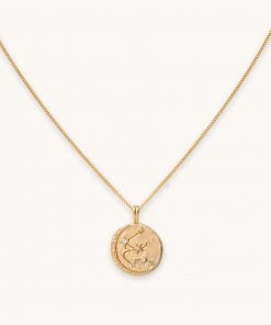 Astrid & Miyu Zodiac Necklaces Aquarius Zodiac Pendant Necklace In Gold