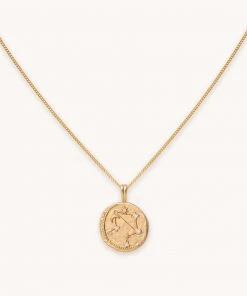 Astrid & Miyu Libra Zodiac Pendant Necklace In Gold Zodiac Necklaces