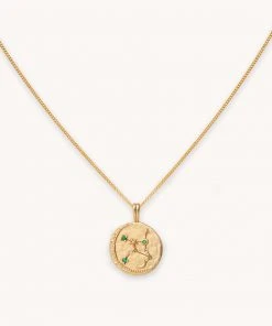 Astrid & Miyu Virgo Zodiac Pendant Necklace In Gold Zodiac Necklaces