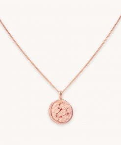 Astrid & Miyu Leo Zodiac Pendant Necklace In Rose Gold Zodiac Necklaces