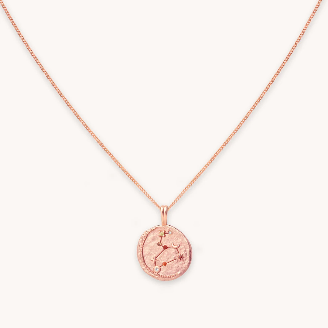 Astrid & Miyu Leo Zodiac Pendant Necklace In Rose Gold Zodiac Necklaces 3 Astrid & Miyu Leo Zodiac Pendant Necklace In Rose Gold Zodiac Necklaces