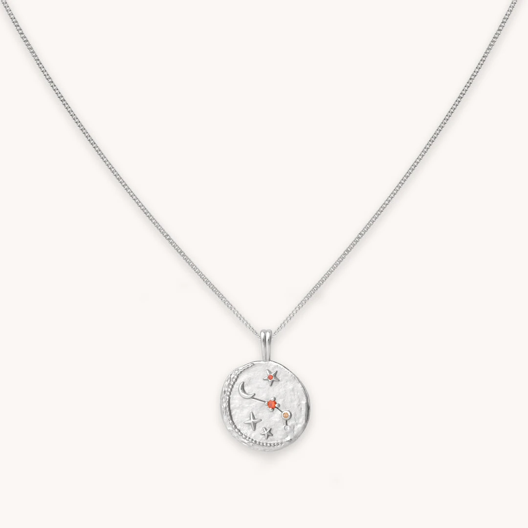 Astrid & Miyu Aries Zodiac Pendant Necklace In Silver 3 Astrid & Miyu Aries Zodiac Pendant Necklace In Silver